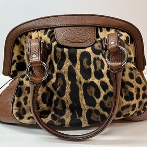 Dolce & Gabbana Animalier Vintage Leather Leopard Print Purse  Shoulder Bag
